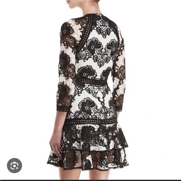 Alexis Elegant Black & White Lace Dress L - Picture 2 of 8